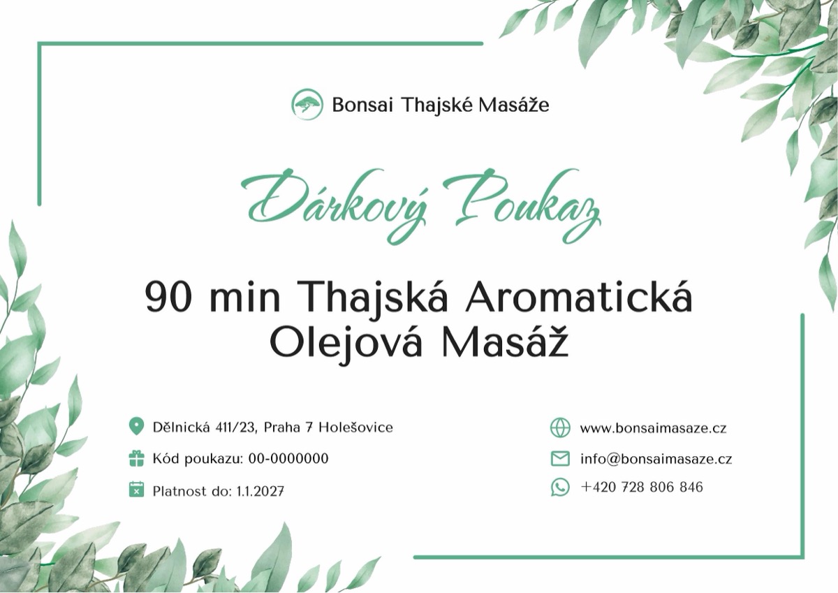 Ukázka dárkového poukazu na konkrétní masáž